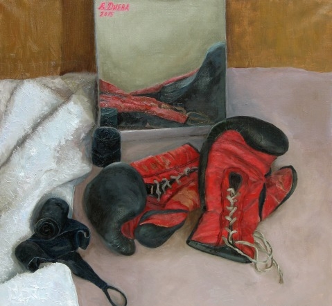 Картина маслом "Боксерские перчатки", 60х60