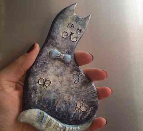 Интерьерное панно Серебристо-синий кот