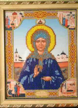 Икона (картина) вышитая бисером "Святое семейство"