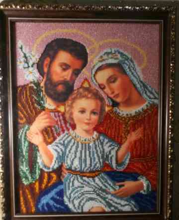 Икона (картина) вышитая бисером "Святое семейство"