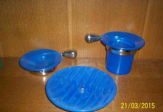 Комплект для ванной синее стекло, металл