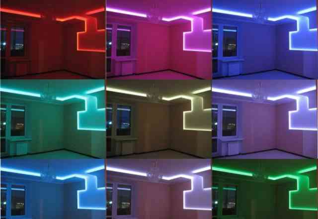 Многоцветная подсветка комнаты