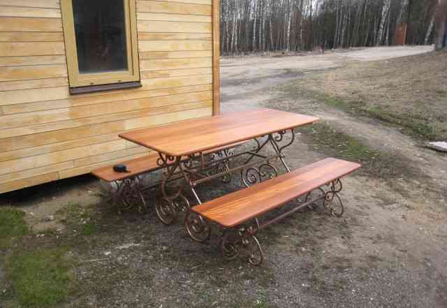 Комплект мебели стол+ 2 лавки(красное дерево+ худ)