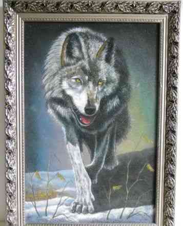 Картина Волк в серебристом багете