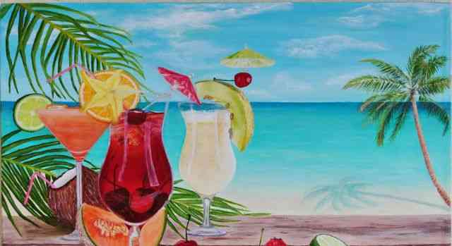 Картина маслом "Тропические коктейли"