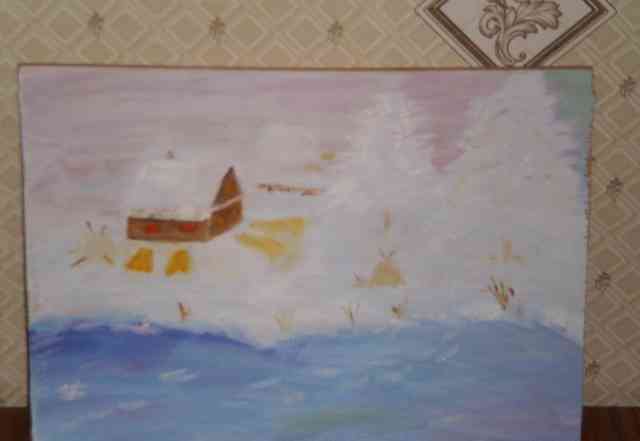 Картина "Крещенский морозец", масло