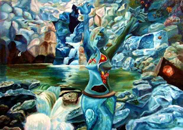 Картина маслом "Вода и камень"