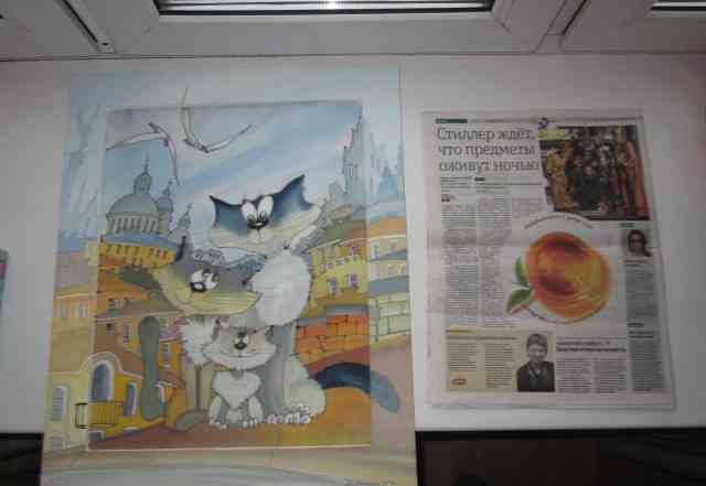 Картина батик Питерские коты на крыше 43 х53
