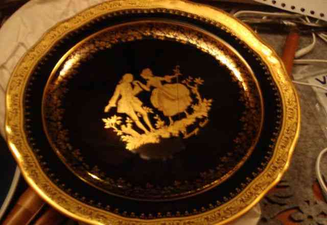 Тарелка кобальт Лимож 24 карата золото