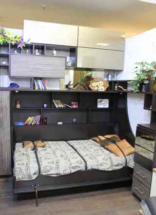 Новая подъемная кровать с матрасом и мебелью
