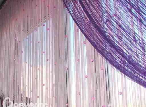 Нитяная розовая штора с бусинами 1 штуки 3x3