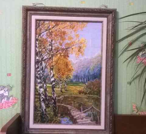Картина вышитая крестиком "Осень"