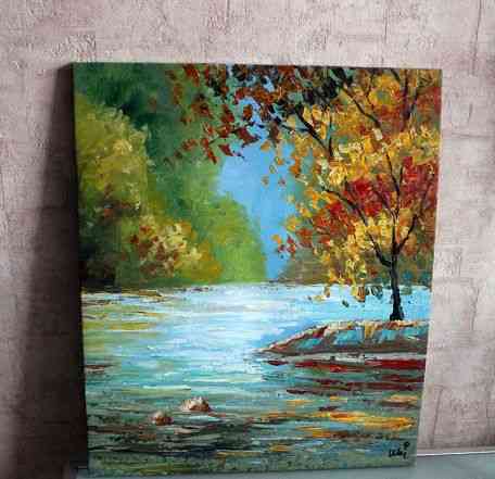 Картина "Лесная река" (холст, масло)