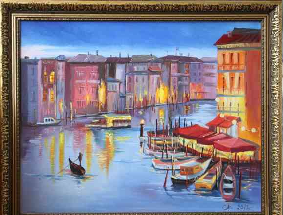 Картина маслом на холсте "Огни Венеции"