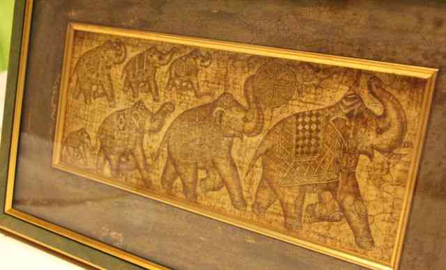 Картина 42х26 см "Парад слонов", масло по воску