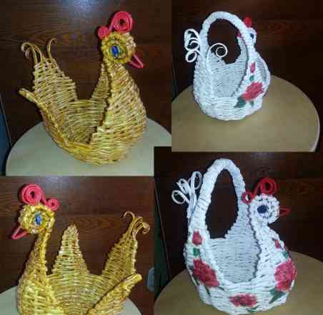 Плетеная курица-конфетница