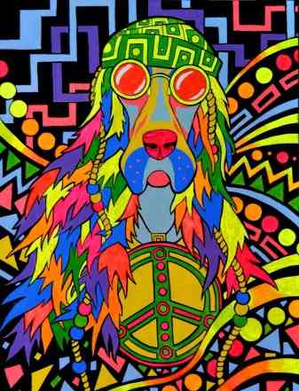 Флуоресцентная картина "Hippie Dog"