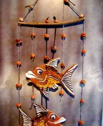 Подвес на стену, панно, Рыбки плавут керамика, янт