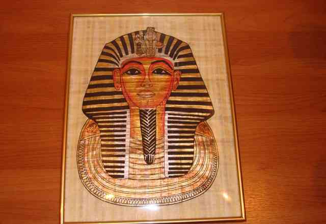 Оринальный Египетский папирус в рамке Тутанхамон