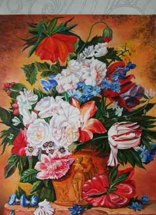 Картина копия" Цветы в вазе"холст масло 80-60