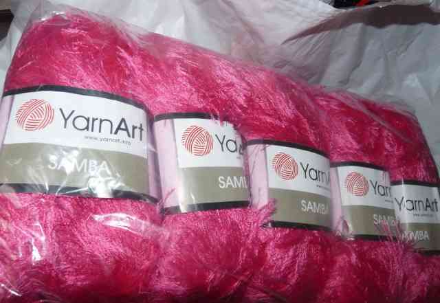 Темно-розовая Пряжа Samba травка 150 м, 100 гр