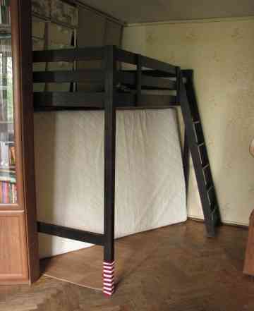 Кровать-чердак ikea Sturo черная, модифицированная