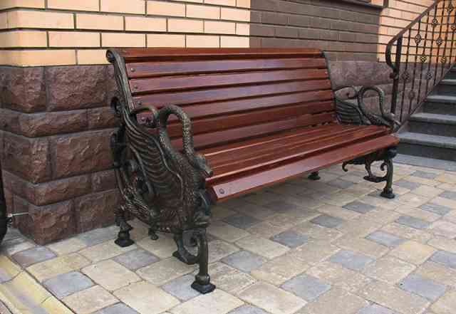 Чугунная скамейка "Лебедь" для сада и дачи