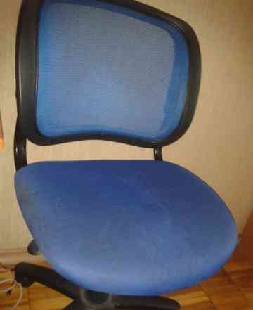 Кресло офисное на колесиках, синее