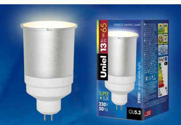 Лампа энергосберегающая MR16 Uniel 13W GU5.3 25шт