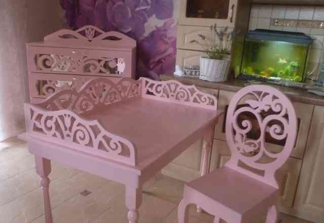 Стол стул комод розовый из дерева прованс романтич
