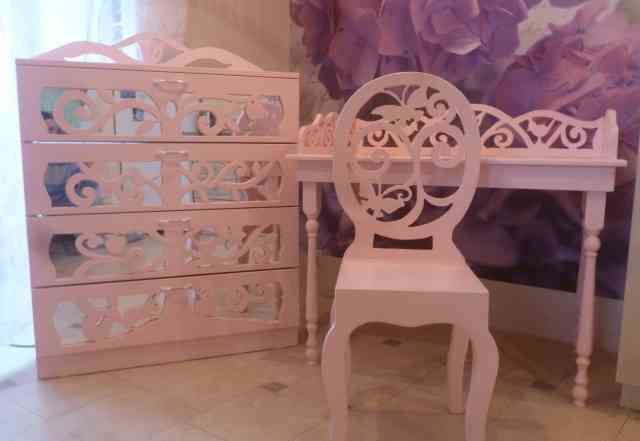 Стол стул комод розовый из дерева прованс романтич